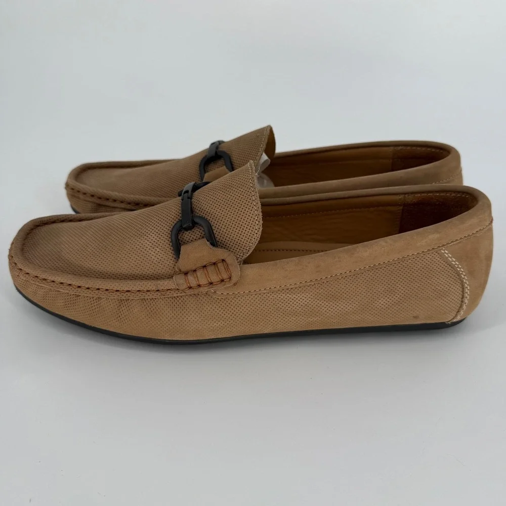 Alan Payne Mens Tan Como Perforated Suede Driving Loafers Bit Detail 11.5 10308